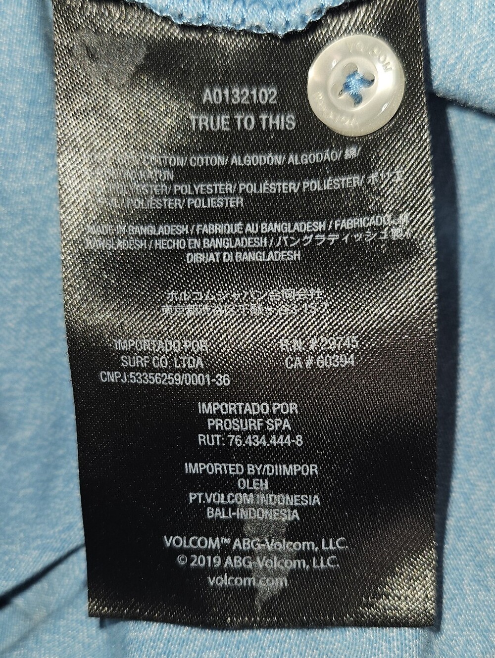 Volcom Men's 2XL Light Blue Short Sleeve Polo Shirt - Picture 7 of 11